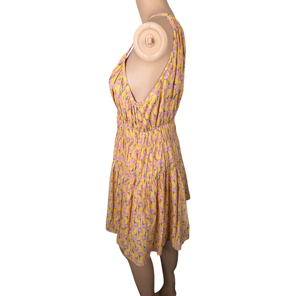 Ciao Lucia Zeta Dress XS Yellow Pink Floral Cotton Empire Waist Smocked Mini NEW - Picture 11 of 14